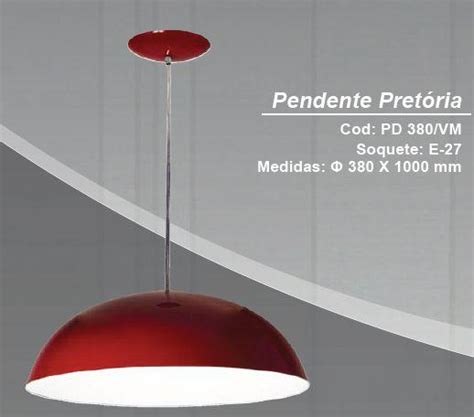 Pendente Pretoria Vermelho 1E27 KIN PD380 VM KIN LIGHT Lustre