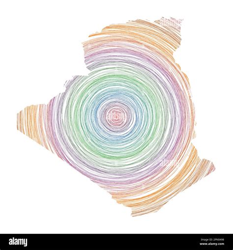 Algeria Map Filled With Concentric Circles Sketch Style Circles In