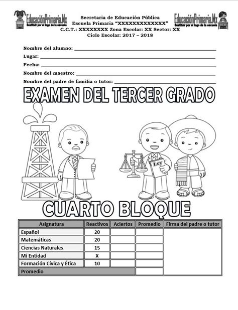 Examen Del Quinto Grado Para El Primer Bloque Del Ciclo F