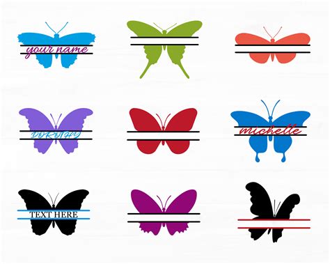 Butterfly Split Monogram Svg Bundle Butterfly Silhouette Split Name Frame Butterflies Svg Files