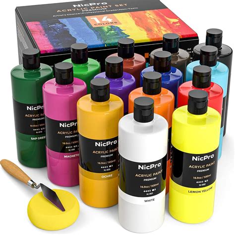 Nicpro Pcs Grandes Peintures Acryliques De Ml Fournitures De