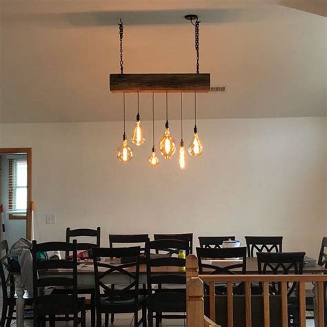 Wood Beam Light Fixture W Edison Bulbs And Hanging Brackets Etsy