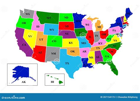 Usas Gemensamma Staters Karta över Amerika Med Usas Namn Vektor