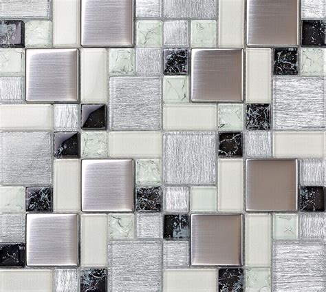 Brushed Stainless Steel Crackle Crystal Glass Tile Backsplash Ls53