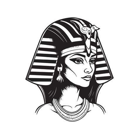 Beautiful Egyptian Cleopatra Logo Concept Black And White Color Hand