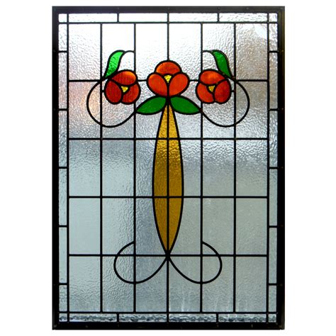 Traditional Floral Nouveau Stained Glass Panel From Period Home Style