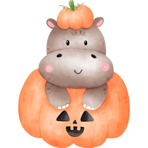 Hippo in Halloween pumpkin 11014631 PNG