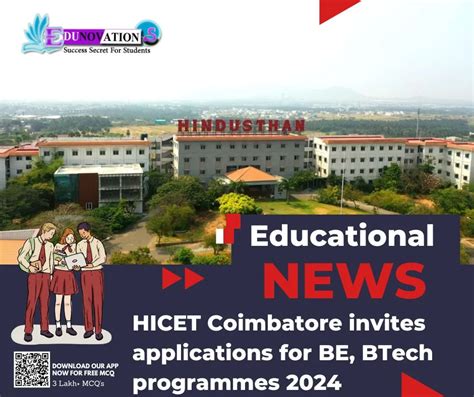 HICET Coimbatore Invites Applications For BE BTech Programmes 2024