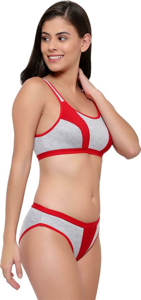 Tace Women Red Solid Cotton Blend Lingerie Set Jiomart