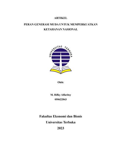 Tugas Ppkn Artikel Peran Generasi Muda Untuk Memperkuatkan