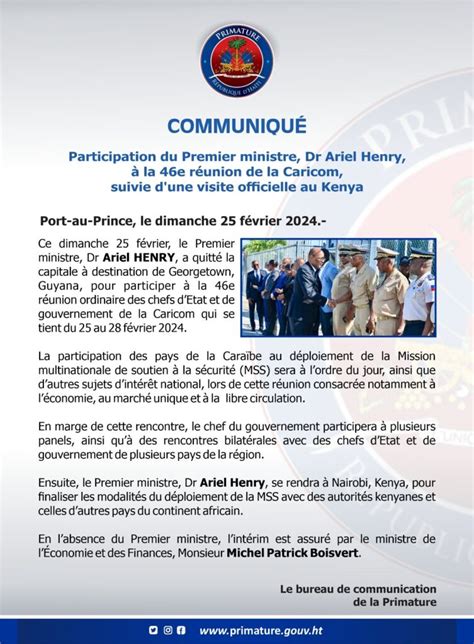 Participation Du Premier Ministre Dr Ariel Henry La E R Union De