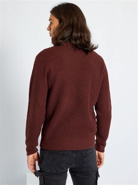 Pull uni en maille texturée Rouge bordeaux Kiabi 18 00