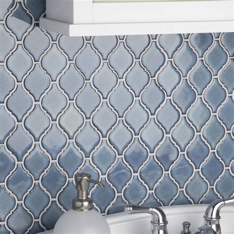 Elitetile Arabesque X Porcelain Mosaic Tile In Blue