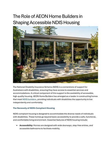 PPT The Role Of AEON Home Builders In Shaping Accessible NDIS Housing