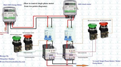 How To Control A Single Phase Motor From Two Points Electrical Online 4u All About