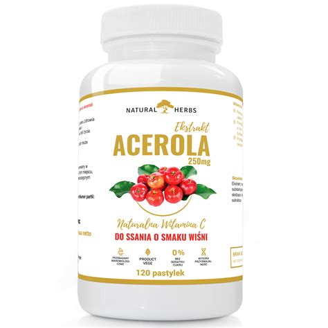 ACEROLA 250mg Naturalna Witamina C DO SSANIA PRODUKT WEGE 120 Tabletek