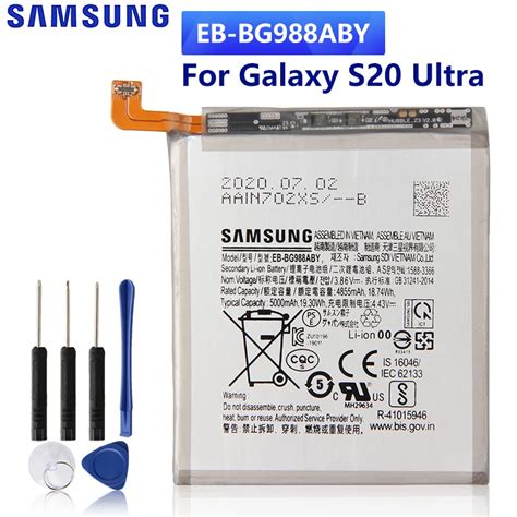 삼성 정품 교체 휴대폰 배터리 Eb Bg988aby 삼성 갤럭시 S20 울트라 5000mah 정품 배터리휴대폰 배터리 Aliexpress