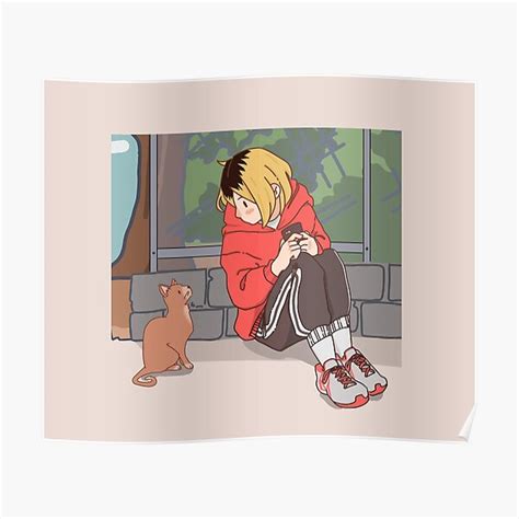 Kenma With A Cat Haikyu Nekoma High Simple Cute Anime Design