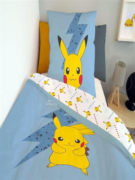 Housse De Couette Pikachu Pok Mon Clair X Cm Coton Bleu