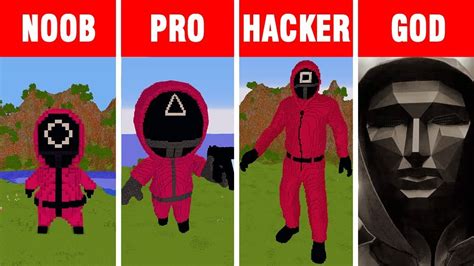 Minecraft Noob Vs Pro Vs Hacker Vs God Squid Game Statue Build