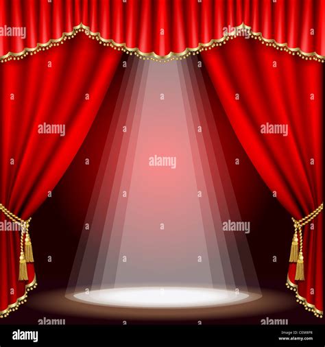 Theater Stage With Red Curtain Stock Photo Alamy