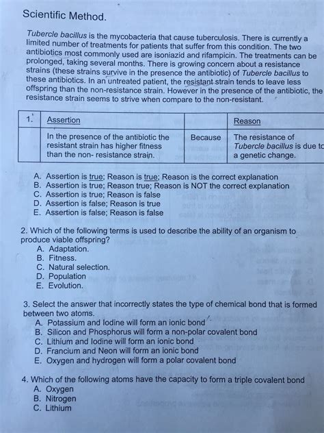 Solved Scientific Method Tubercle Bacillus Is The Chegg