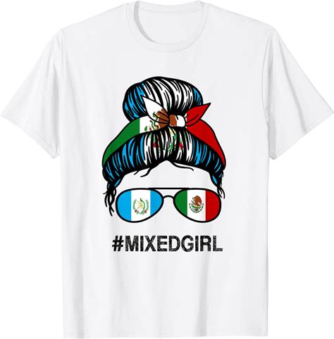 Guatemala Mexico Flag Guatemalan Mexican Messy Bun T Shirt