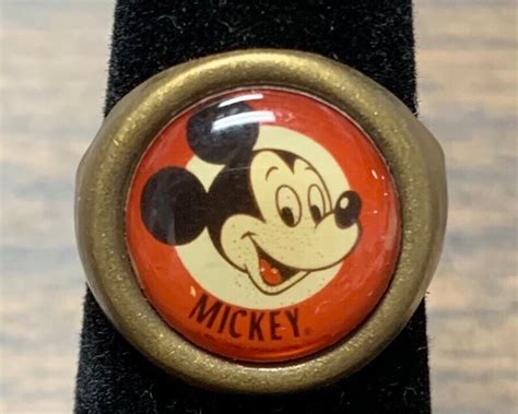 Vintage Ring Mickey Mouse Ring 1980s Nos Adjustable Goldtone Etsy