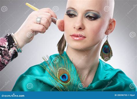 Bald Woman Getting Makeup Royalty Free Stock Photo - Image: 28598755