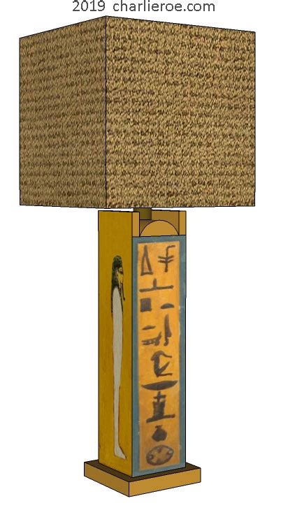 New Ancient Egyptian Revival Style Painted Table And Floor Lamps