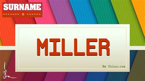 Image for Miller : Surname