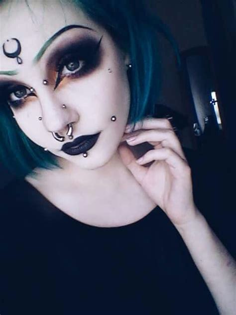 Pin By Kai On Body Modifications Gothic Makeup Facial Piercings