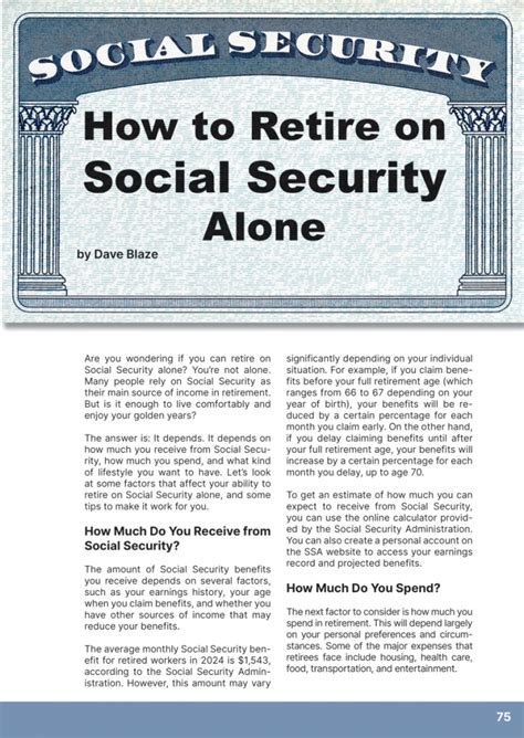 How To Retire On Social Security Alone George Magazine