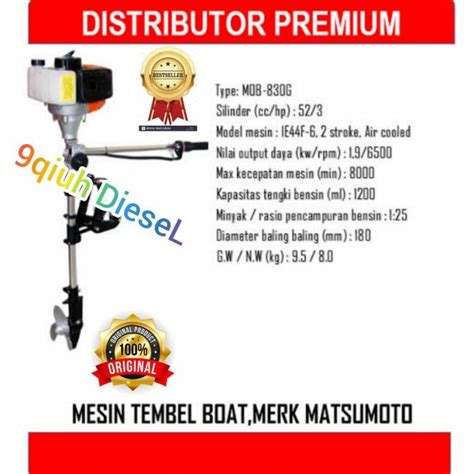 Jual Mesin Tempel Outboard Hp Matsumoto Shopee Indonesia