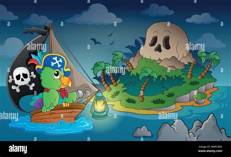 Theme with pirate skull island 1 Stock Vector Image & Art - Alamy