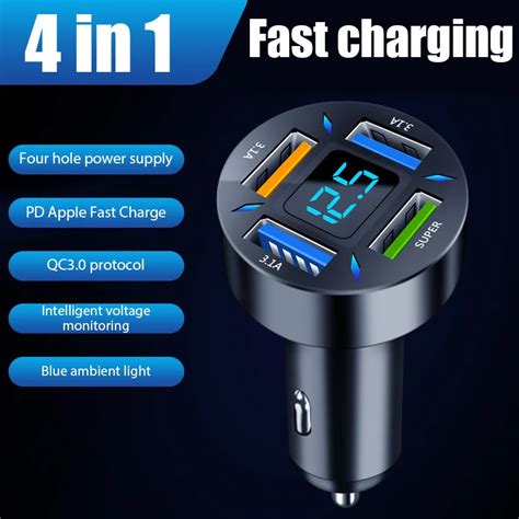 W Ports Usb Car Charger Fast Charging Pd Quick Charge Usb C Car