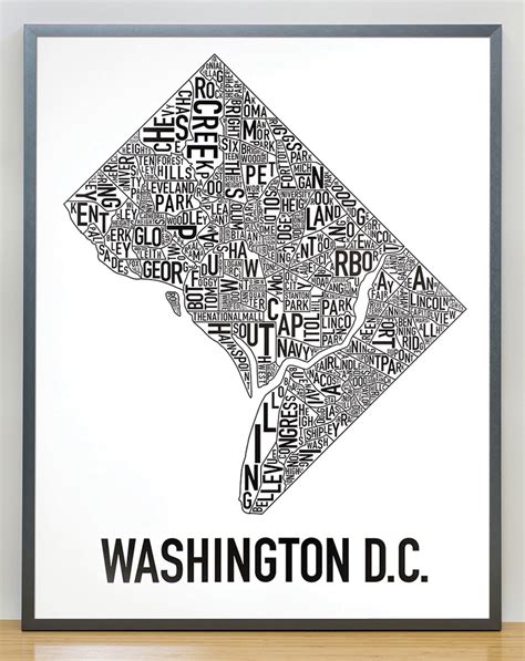 Washington Dc Neighborhood Map X Classic Black White Poster