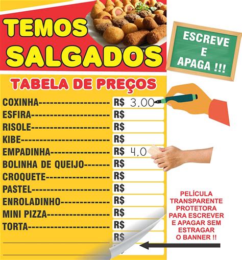 Tabela De Pre Os De Salgados