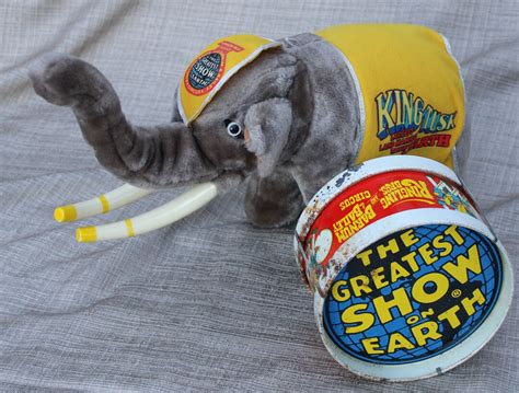 Circus Elephant Plush Toy Tin Drum Barnham And Bailey The Etsy