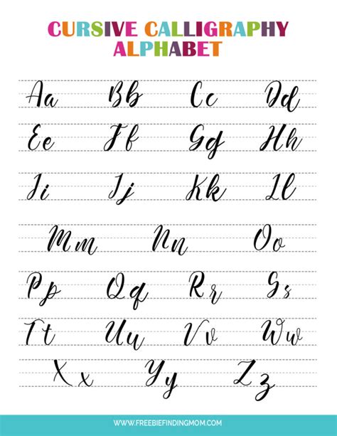 Cursive Calligraphy Alphabet Letter Printables