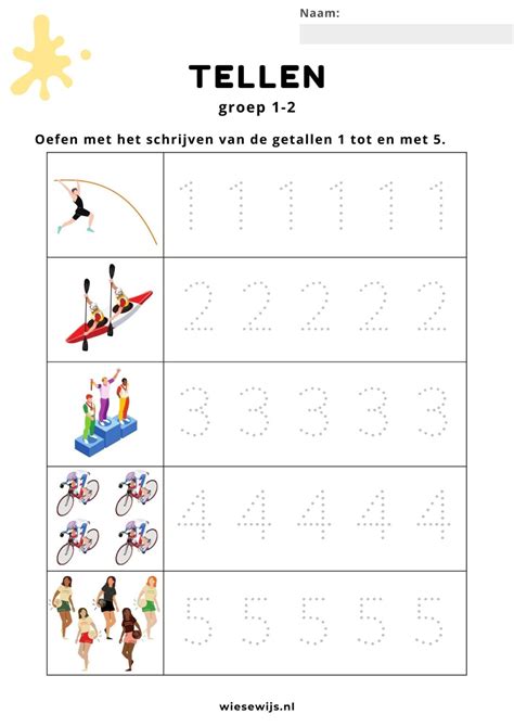 Werkblad Tellen Groep 1 2 Cijfers Schrijven Thema Olympische Spelen