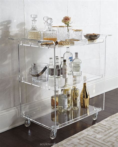 Clear Acrylic Bar Cart With Shelves Buy Bar Cart Home Service Cart