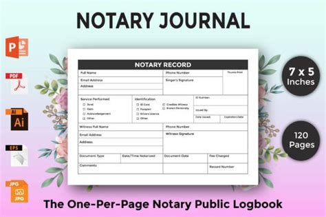 Notary Journal Logbook One Per Page Graphic By Das Design Creative