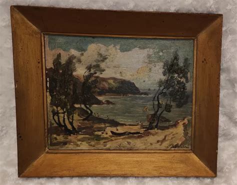 Ancien Tableau Huile Sur Bois Paysage Indochine Sign Vietnam Eur