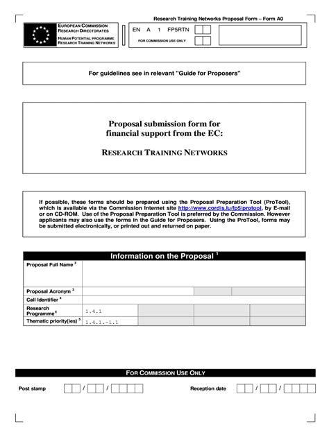 Fillable Online Ftp Cordis Europa For Commission Use Only Europaeu