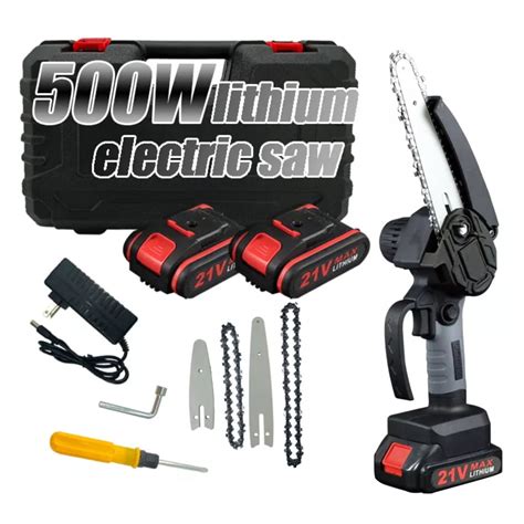 21V Mini Chainsaw Cordless Electric Chainsaw with 4 inch/6-Inch 2 Guide ...