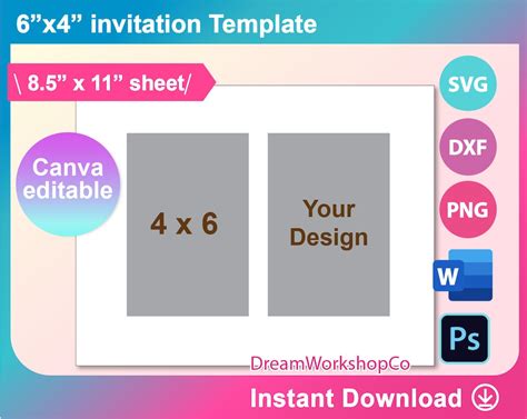 4 X 6 Invitation Card Template, Postcard, SVG, DXF, Canva, Ms Word Docx ...