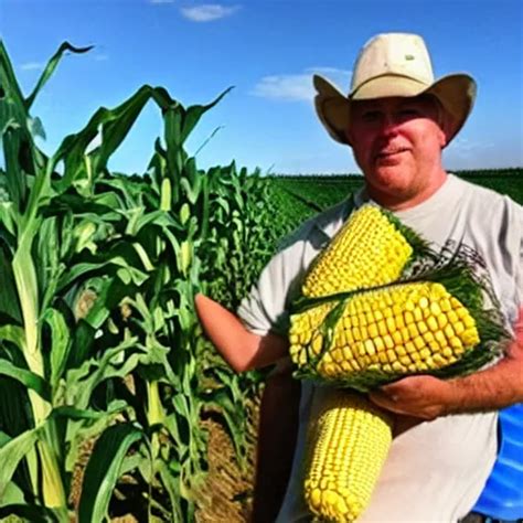 Proud Farmer Holding The World S Largest Corn Stable Diffusion