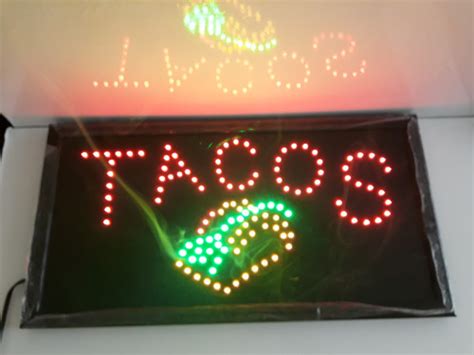 Letrero Led Luminoso Tacos Anuncio P Negocio Mas Led Bajio