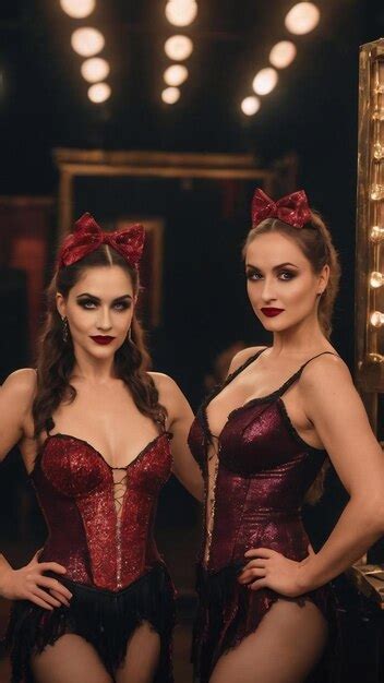 Premium AI Image | Female cabaret performers posing together backstage